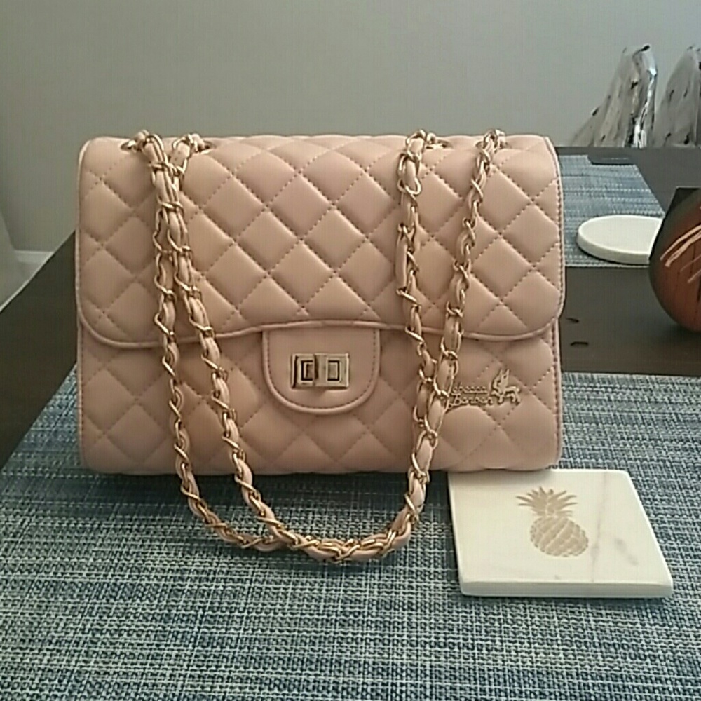 SALE!RB Vegan MilanoDiamondCheck Shoulder Bag-Pink - Picture 2 of 7
